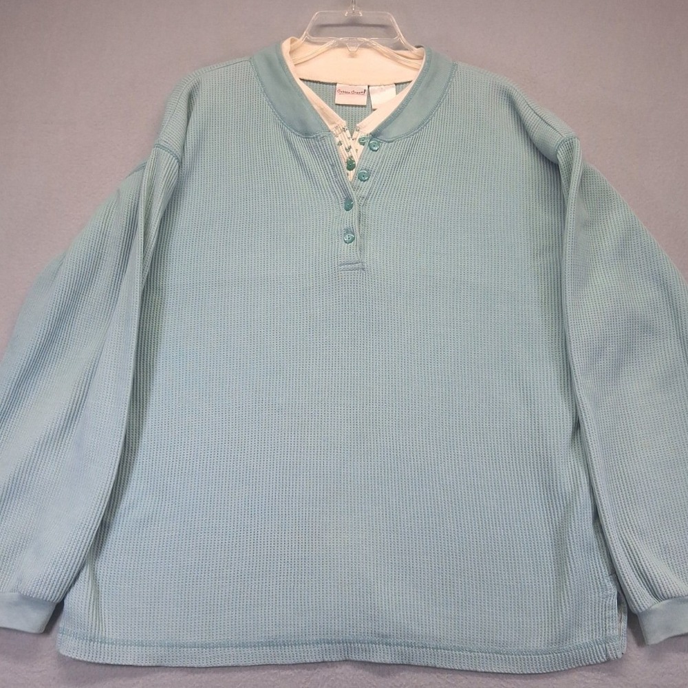 Bobbie Brooks Women's Waffle Knit Green Sweater Size XL‎ Long Sleeve